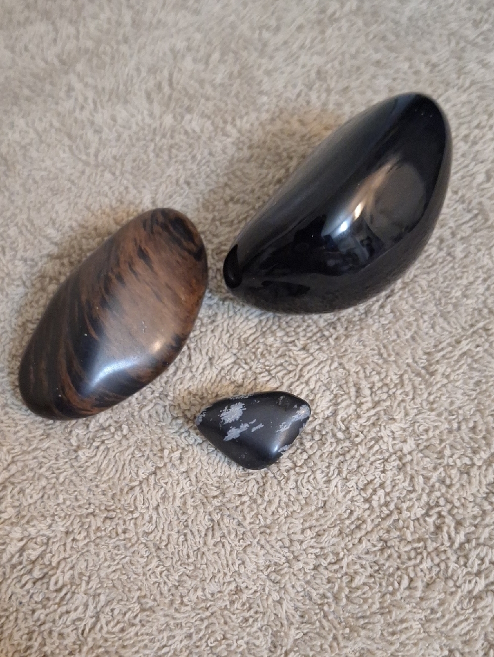 3 Dark Colored Polished Rocks Stones